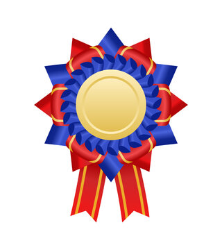 Ribbon rosette vector in three colors for award and achievement concept