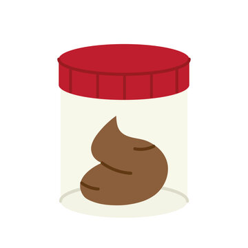 medical stool sample in a sterile specimen container for laboratory testing; healthcare, diagnostics and medical laboratory concepts - vector illustration