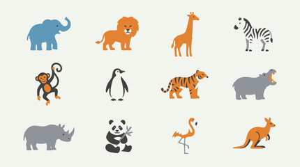 Naklejka premium Vector Cute cartoon wild animals set vector illustration 4. EPS Editable