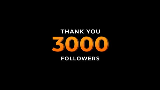 3000 Followers Celebration Text Animation