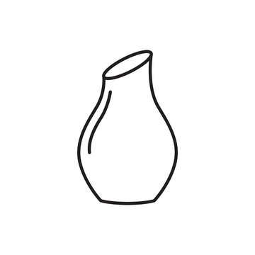 Simple line art icon of a modern asymmetrical hand-formed ceramic vase.