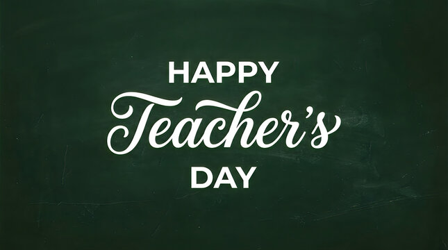 Happy teacher's day handwritten chalk text on blackboard