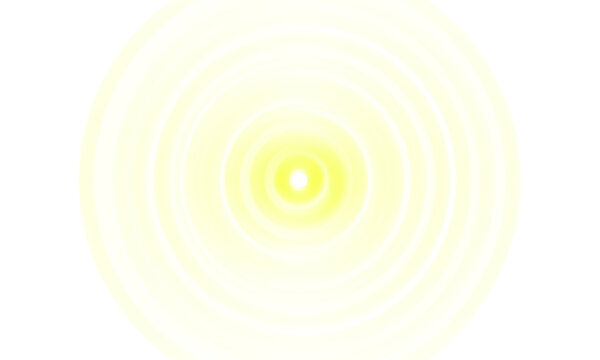 Abstract yellow glowing concentric circles isolated on transparent background