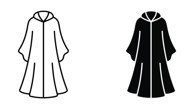 Hooded cloak or robe icon set for fantasy concepts with clothing, illustration