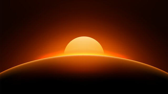 Glowing Horizon Sunset, Vector Illustration