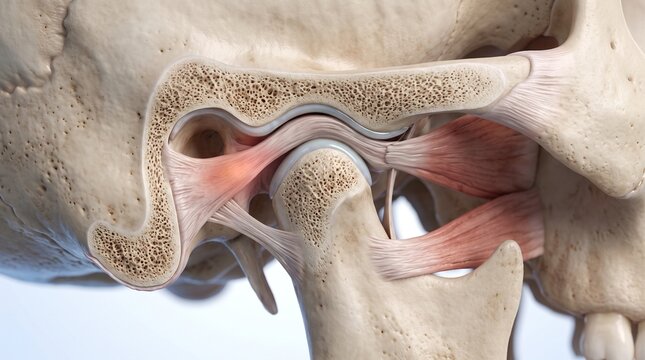 Detailed Anatomical Illustration of the Human Hip Joint Showing the Femoral Head and Acetabulum in the Pelvic Region