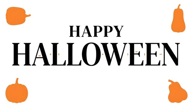 This vibrant halloween typography image showcases a festive greeting with beautifully designed lettering complemented by charming pumpkin illustrations evoking the spirit of autumn and the