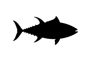 Obraz premium Silhouette of a tuna fish with detailed body and fins on a white background.