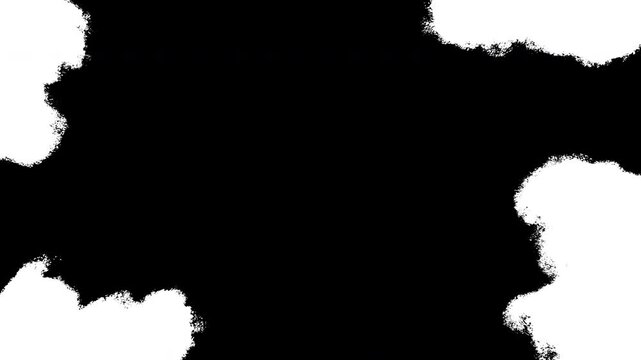 Brush rotation transition animation. Manual hand drawn paintbrush texture from corner side to full layer frame motion graphic. White transparent background alpha channel.
