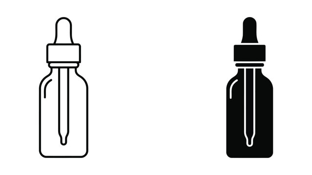 Cosmetic serum dropper bottle icon set with cosmetic skincare medicine