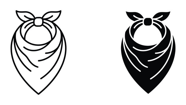 Set of bandana or neckerchief icons in flat design with neckerchief, accessory