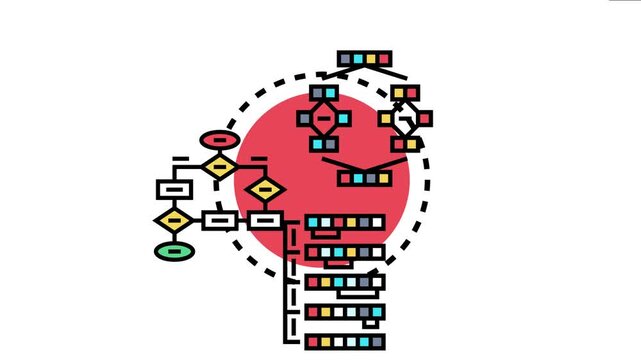 Bubble sort algorithm flowchart visualizes data processing. Sorting. And comparison logic for computing. Programming. And development concepts