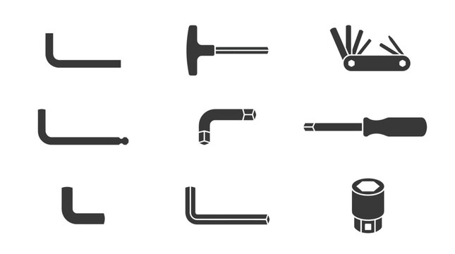 Hex key and socket wrench tool icons.