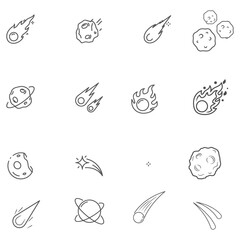 Hand Drawn Space and Astronomy Icon Set: Doodle Meteors, Asteroids, Comets and Planets © Myself
