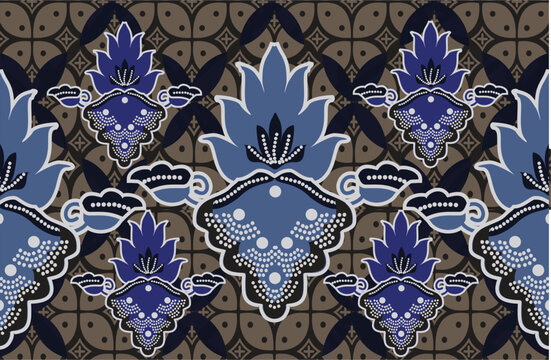  Indonesian batik motifs with very distinctive, exclusive plant patterns vector