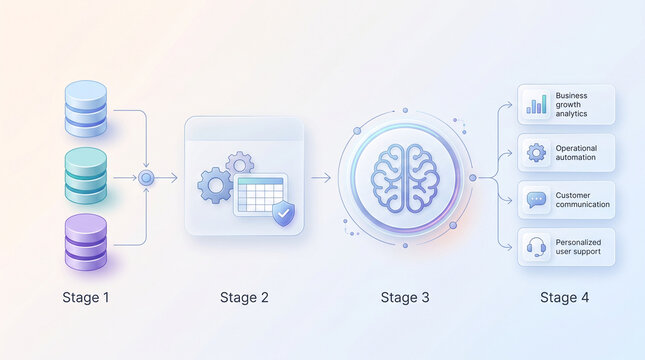Artificial Intelligence Data Processing Workflow For Business Automation Analytics