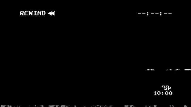 old VHS tape rewind with glitch distortion effect 4K video with Alpha channel