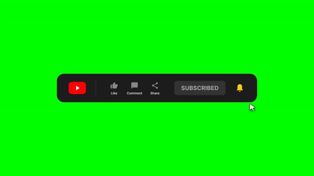 Social media subscribe button animation, social media overlay, green screen video