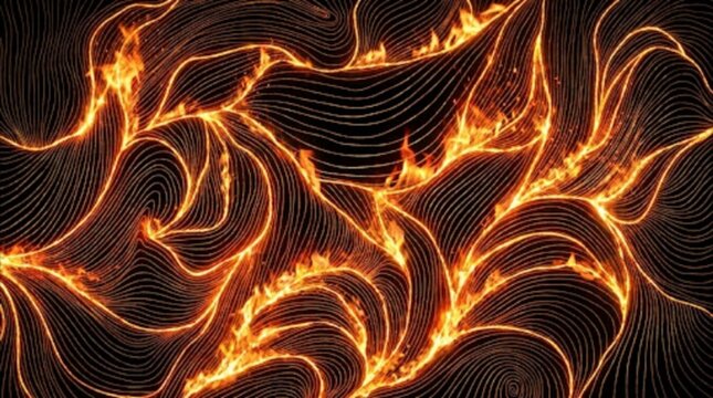 Burning fire line background with glowing spark pattern and hot thermal texture for fiery design and digital art