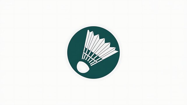 A minimalist logo design for a badminton shuttlecock featuring a simple circular icon style for sports branding and athletic clubs