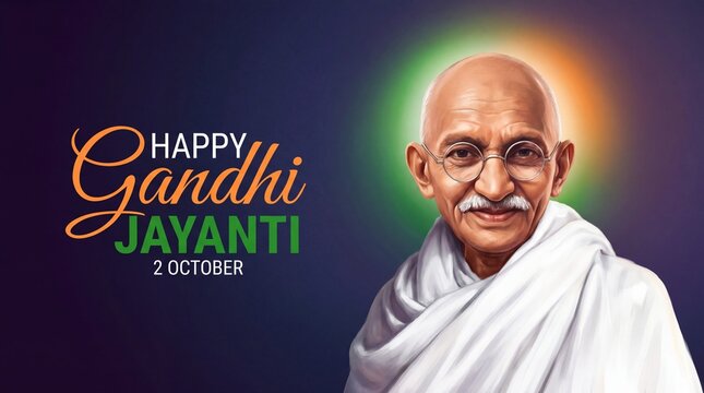 Mahatma Gandhi Portrait Greeting Banner for Gandhi Jayanti Celebration on October 2