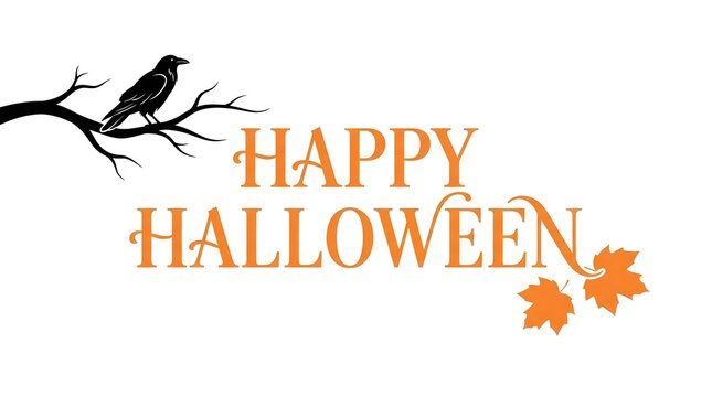 This captivating halloween typography design evokes the spirit of the spooky season with its elegant lettering charming raven illustration and autumnal color palette making it