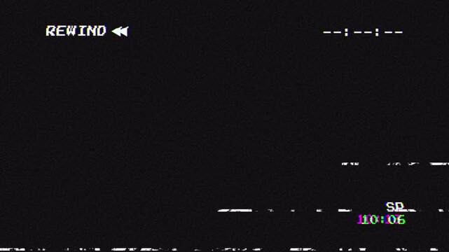 old VHS tape rewind with glitch distortion effect 4K video with Alpha channel