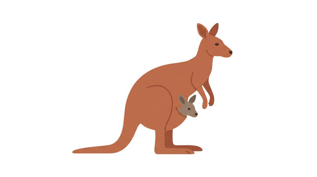 Illustration of a mother kangaroo with joey in pouch.