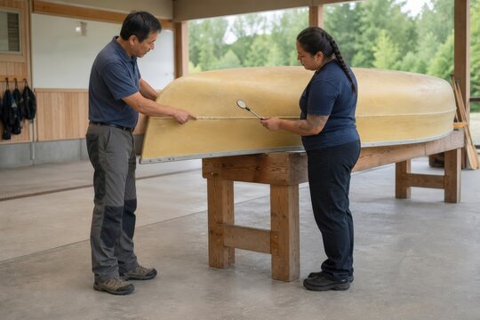 Aquatic Invasive Species Prevention Rental Staff Inspect Canoe