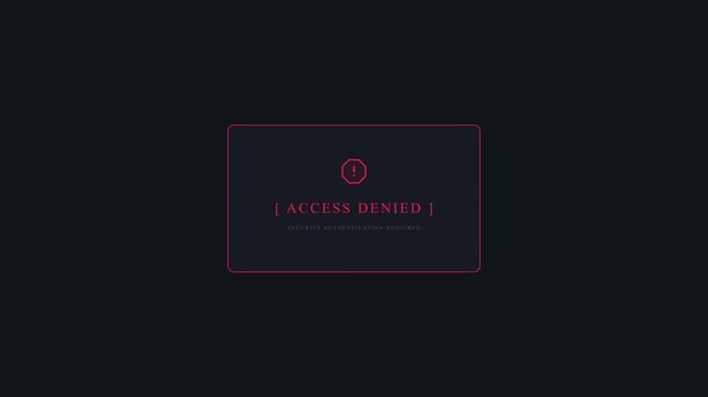 Futuristic Cyberpunk HUD "Access Denied" Error Interface with Red Neon Glow and Warning Icon