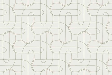 Fototapeta premium Modern geometric seamless tile, staggered flowing curves in green