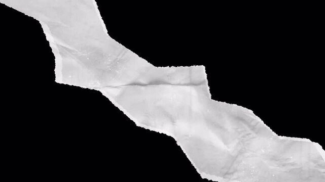 Abstract White Paper Texture with Diagonal Ripped Edge Transition Effect.