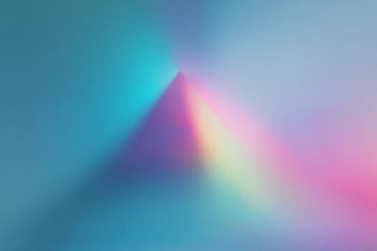 Soft conic prism neon gradient triangular light background for design wallpaper poster with cyan magenta spectrum and subtle blur
