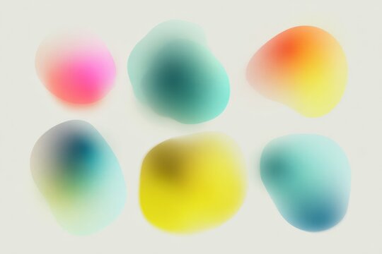 Neon pastel gradient blob shapes in bubblegum and lagoon tones for colorful background and modern design elements