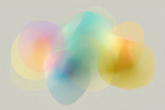 Colorful translucent neon gradient blobs on neutral background for modern abstract poster and background design