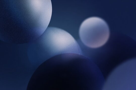 Immersive abstraction indigo gradient background with soft grain and floating spheres for digital wallpaper and banner design