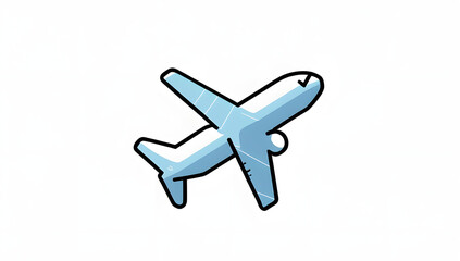 Fototapeta premium Flat Vector Style Blue Airplane Icon Isolated on Plain White Background