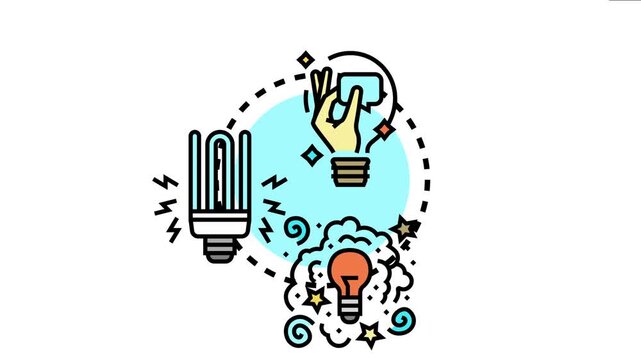 Hand holding an abstract lightbulb shape with speech bubble, representing new ideas, creative thinking, and an invention process leading to innovation and problem solving