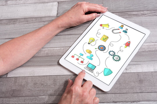 Business strategy concept on a tablet