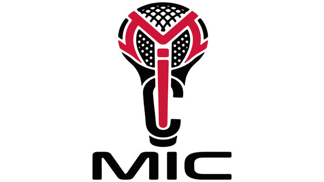 MIC letter logo design with microphone Icon for podcast isolated on transparent background abstract vector illustration 