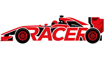 Fototapeta premium Red and black motorsport logo design with racer text iconic logo and icon isolated on transparent background abstract vector illustration 