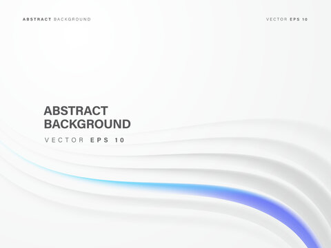 Abstract white wave background with blue gradient accent