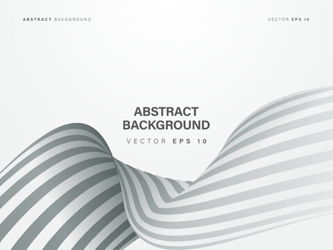 Abstract white wave background with flowing ribbon , Vector Illustration