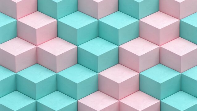 Abstract Geometric Design Featuring Three Dimensional Cube Shapes and Bold Colors.
