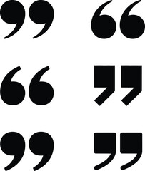 Naklejka premium Quotes Icon Set. Quotation Mark Icon Set Featuring Black Quote Symbols for Text Citation and Message Formatting.