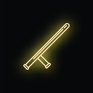 Police baton icon glowing yellow, symbolizing law enforcement and protection