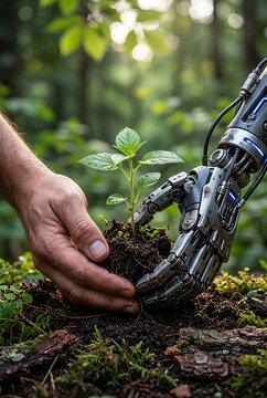 Human and Technology Protecting Nature