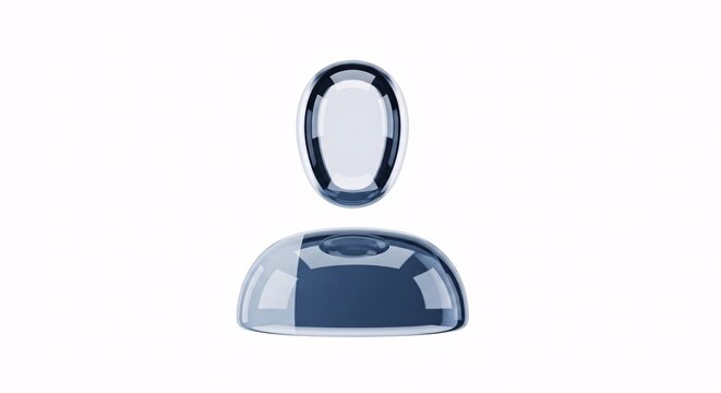 Blue glossy user icon on white background