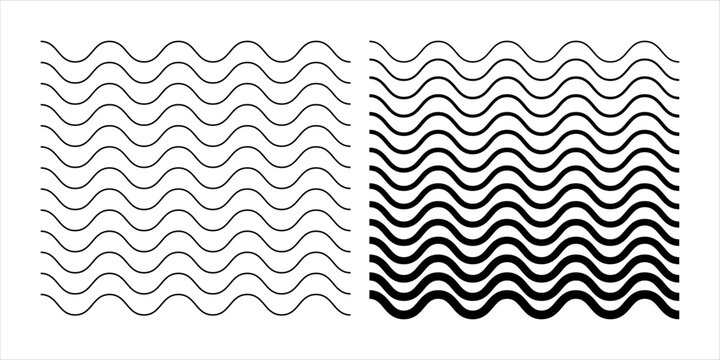 Waves line set. Wave ornament pattern. Set of wavy zigzag lines. Wave thin line background. Vector zigzag and wavy horizontal underline. Vector