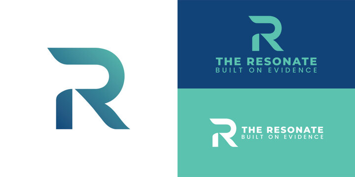 A modern, abstract 'R' logo, designed using clean geometric shapes and a smooth blue-to-teal gradient. The logo conveys precision and connection against a plain white background.